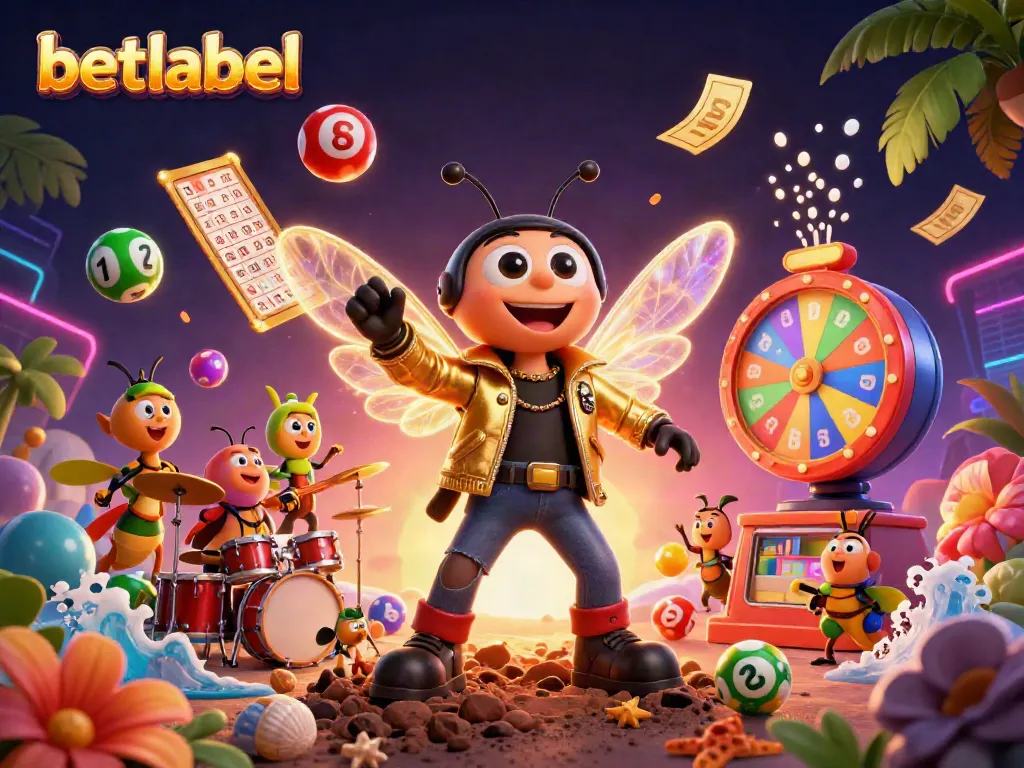 Experience the vibrant energy of betlabel with a 3D rock star and dynamic gaming elements in this colorful illustration.